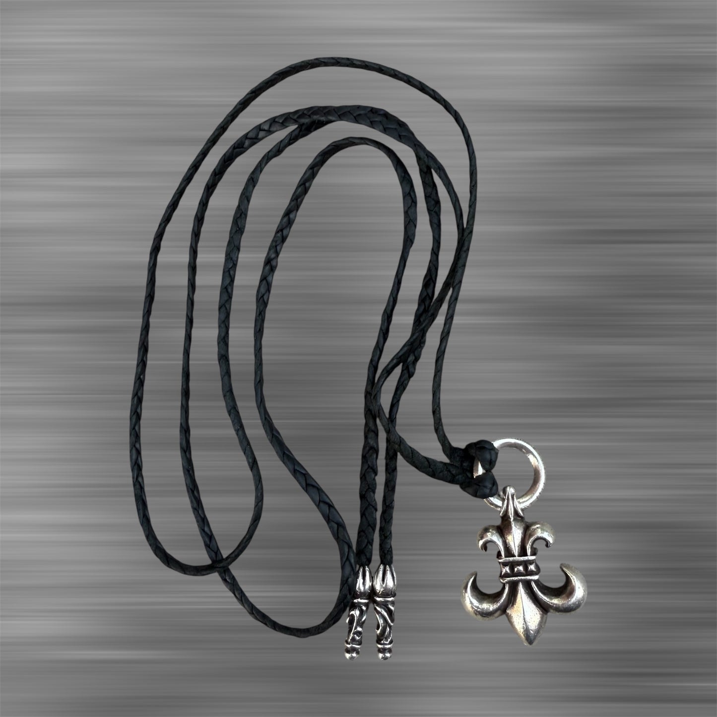 Chrome Hearts Fleur Pendant + Leather Necklace Combo