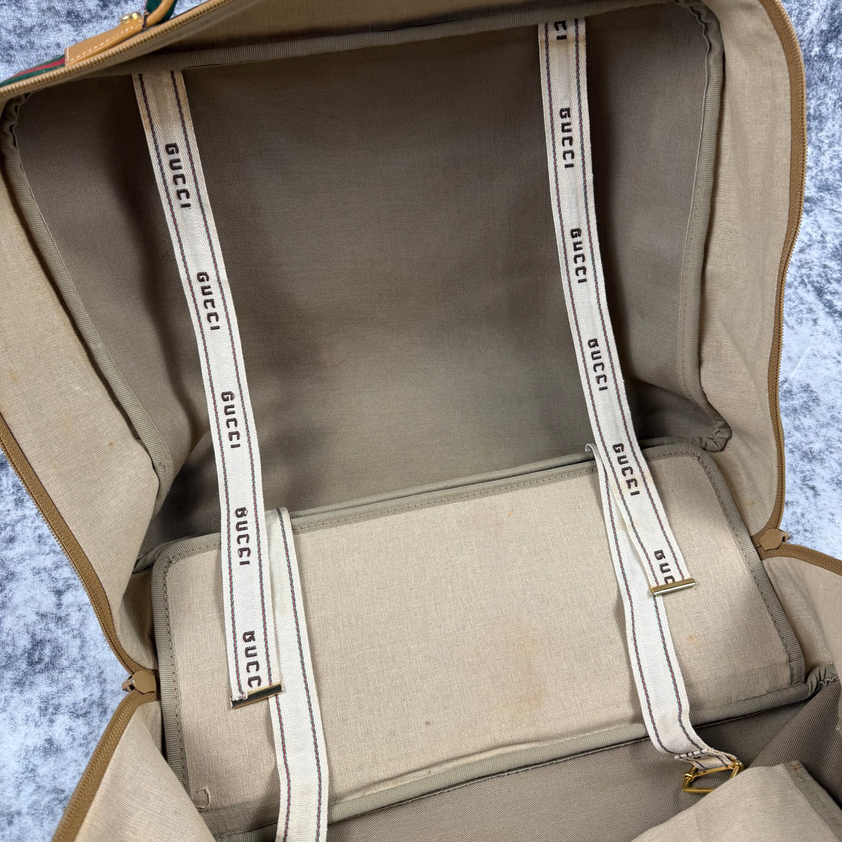 Gucci Vintage Micro GG Monogram Web Stripe Travel Suitcase