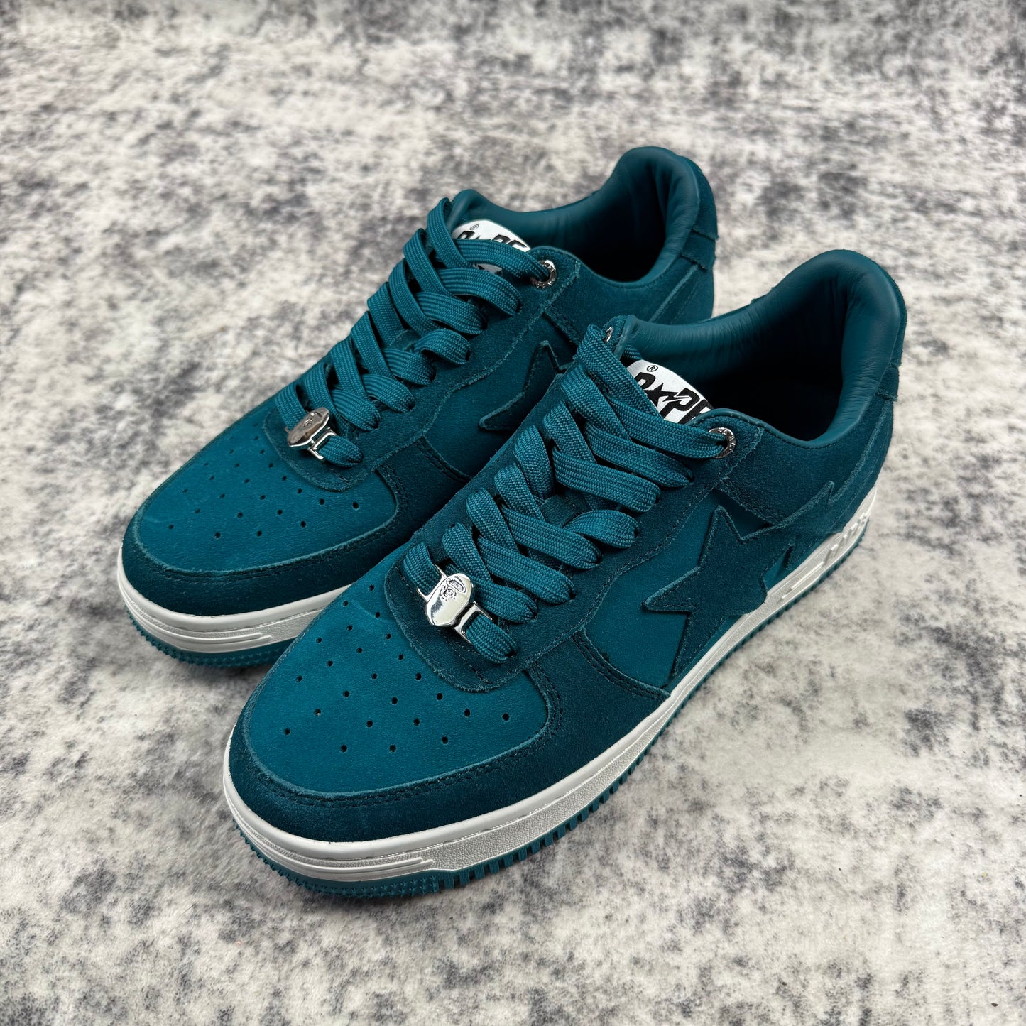 BAPE STA Teal Monotone Suede Low Top Sneakers