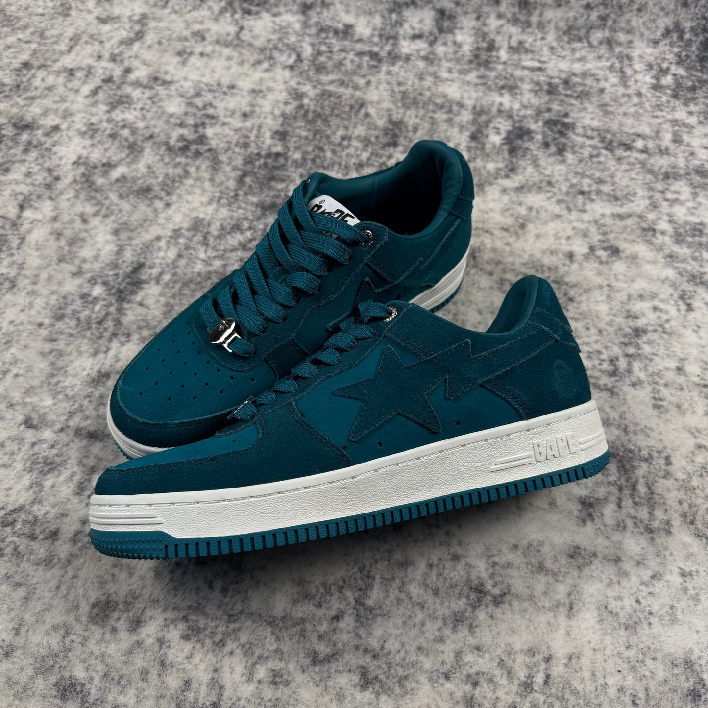 BAPE STA Teal Monotone Suede Low Top Sneakers
