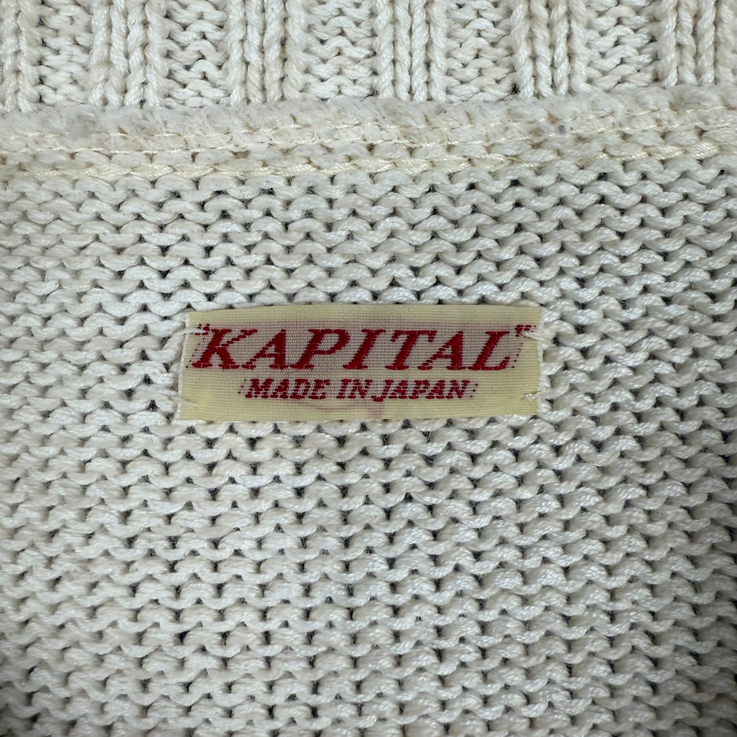 Kapital 5G Cotton Knit Hippie Sleeve Crew Sweater 'Ecru'