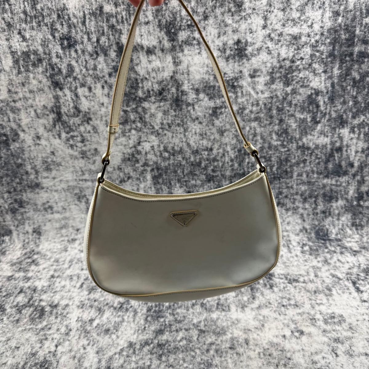 Prada Vintage White Leather Shoulder Bag