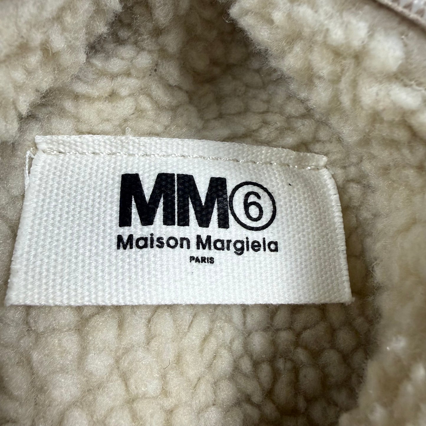 MM6 Maison Margiela Teddy Bear Faux Shearling Backpack Cream White