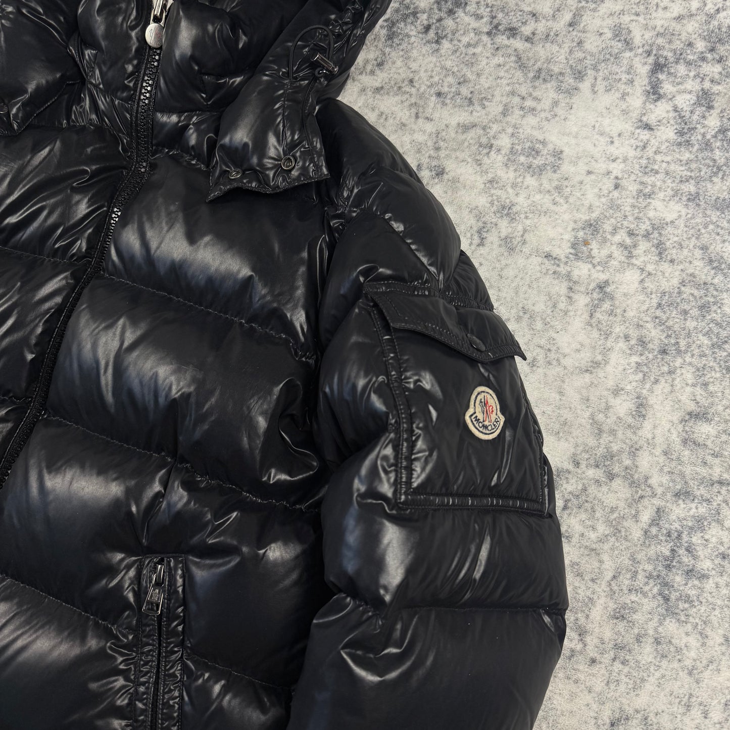 Moncler Maya Giubbotto Black Lacquer Nylon Down Puffer Jacket