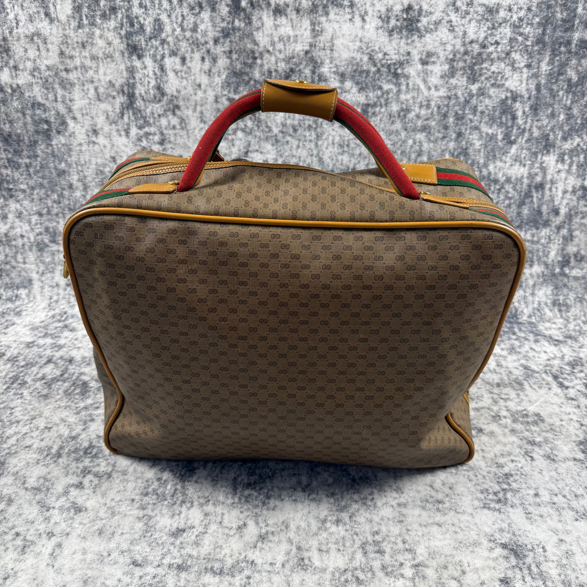Gucci Vintage Micro GG Monogram Web Stripe Travel Suitcase