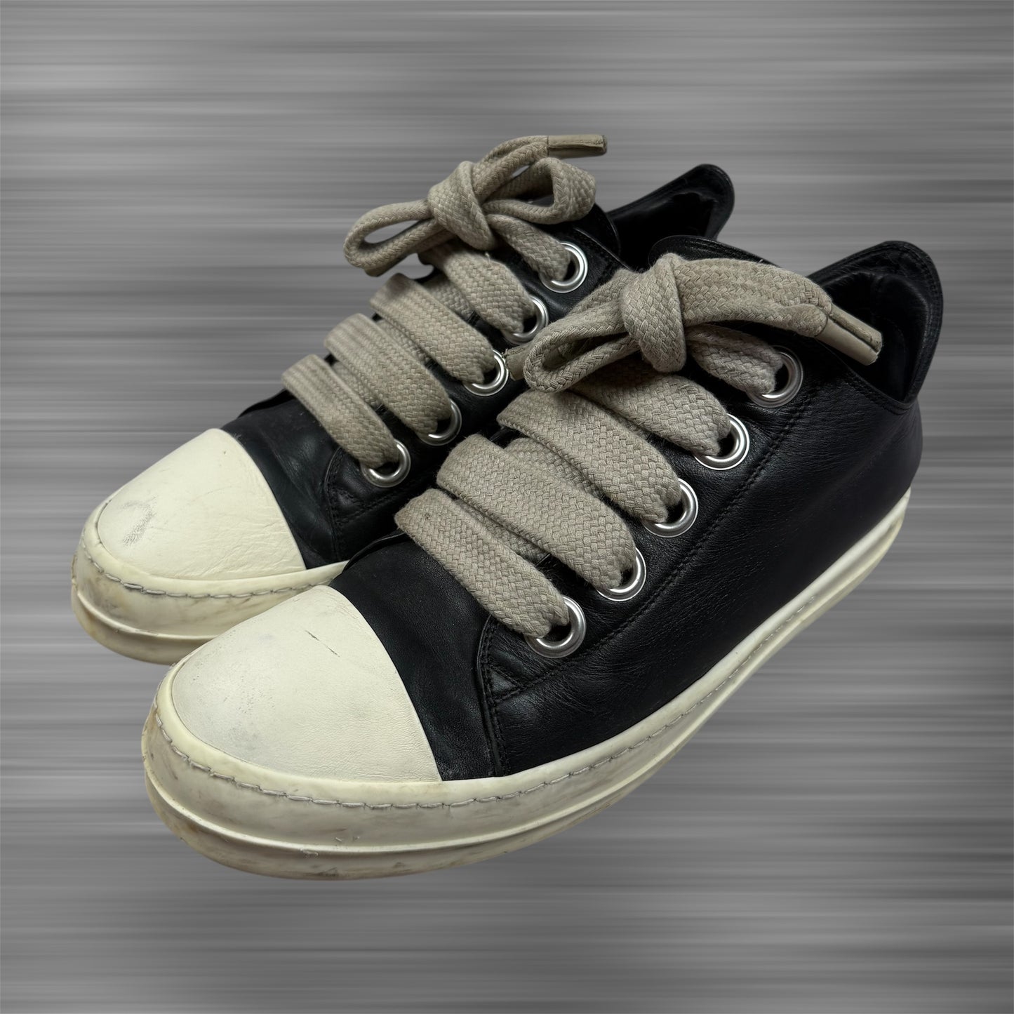Rick Owens Jumbo Lace Leather Low 'Black Milk' Shoes