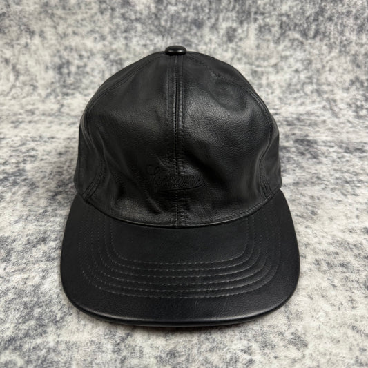 Supreme FW14 Leather Script Logo 6 Panel ‘Black’ Cap