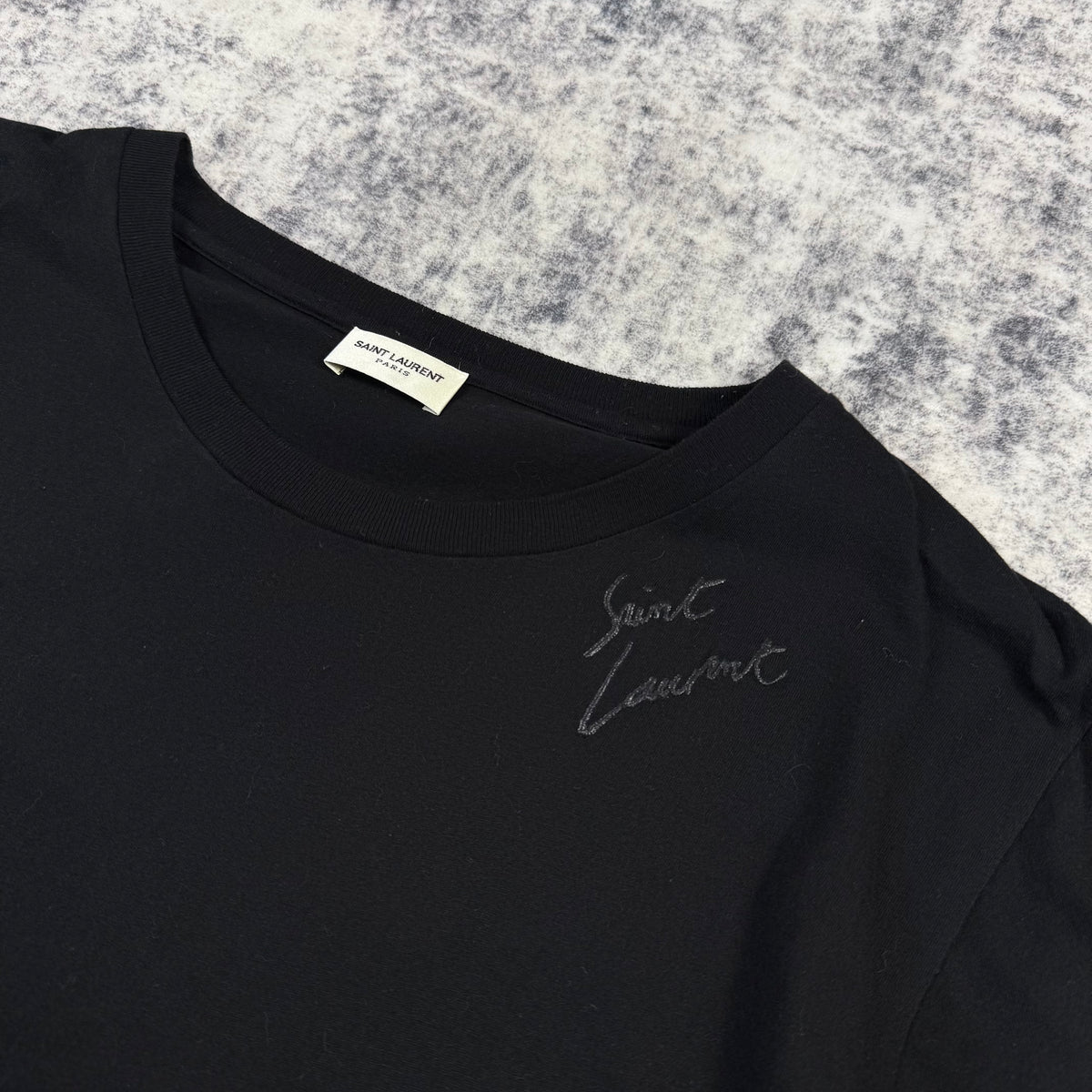 Saint Laurent SS/18 Signature Neck Logo ‘Black’ T-Shirt