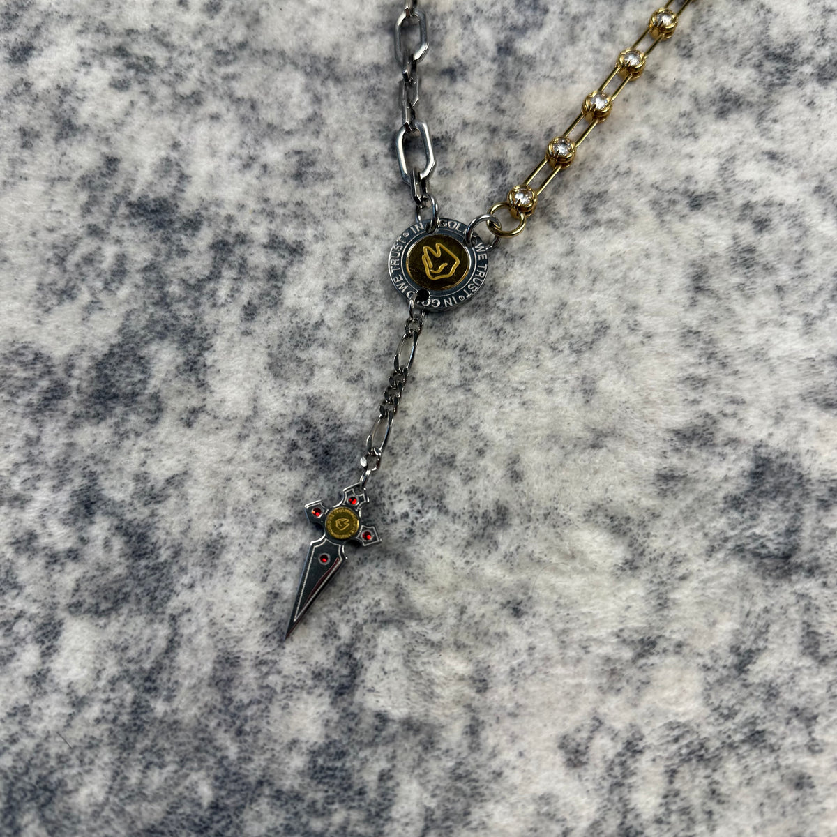 Clocks and Colours Two-Tone Crystal Dagger Necklace
