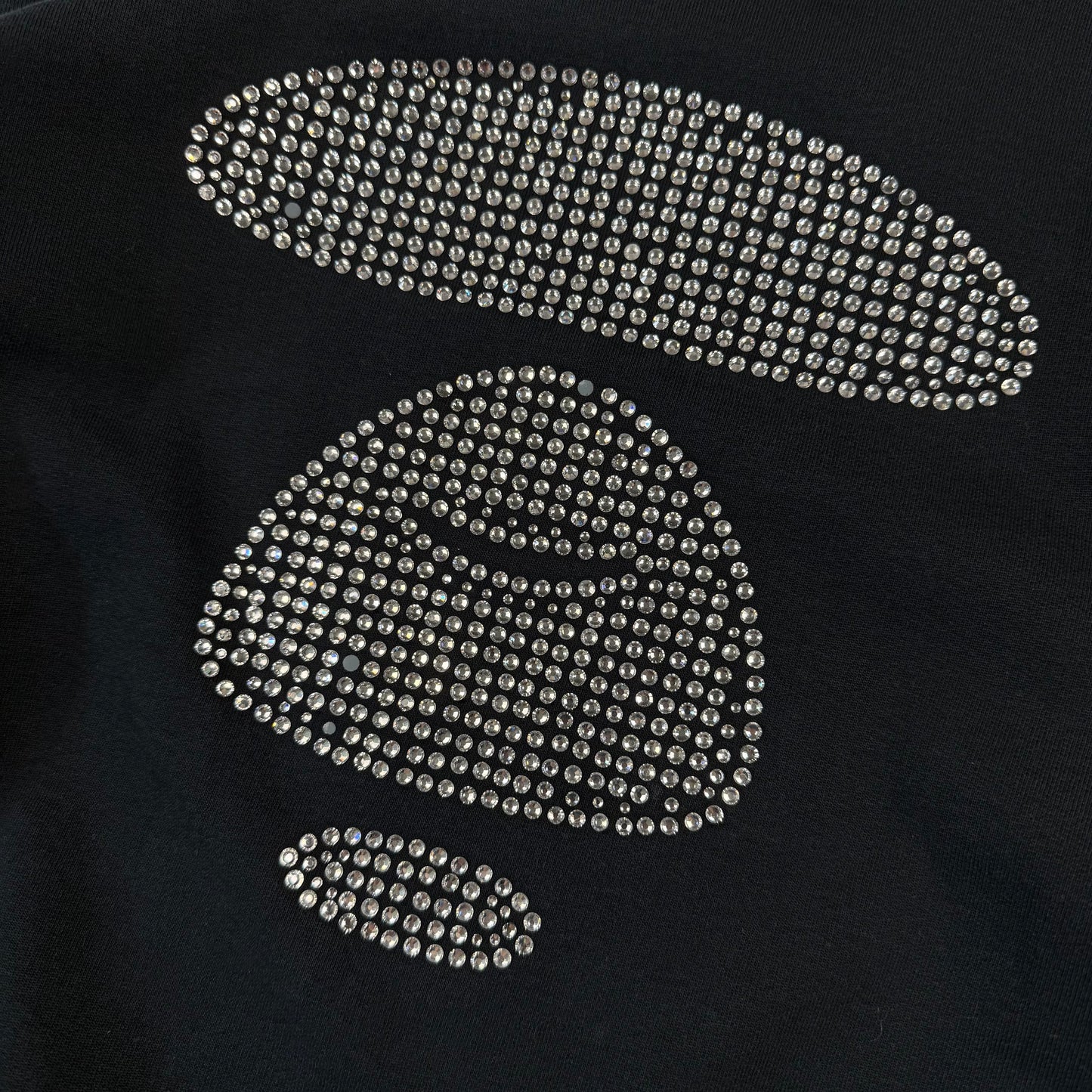 AAPE by A Bathing Ape Rhinestone Moon Face ʼBlack’ Crewneck
