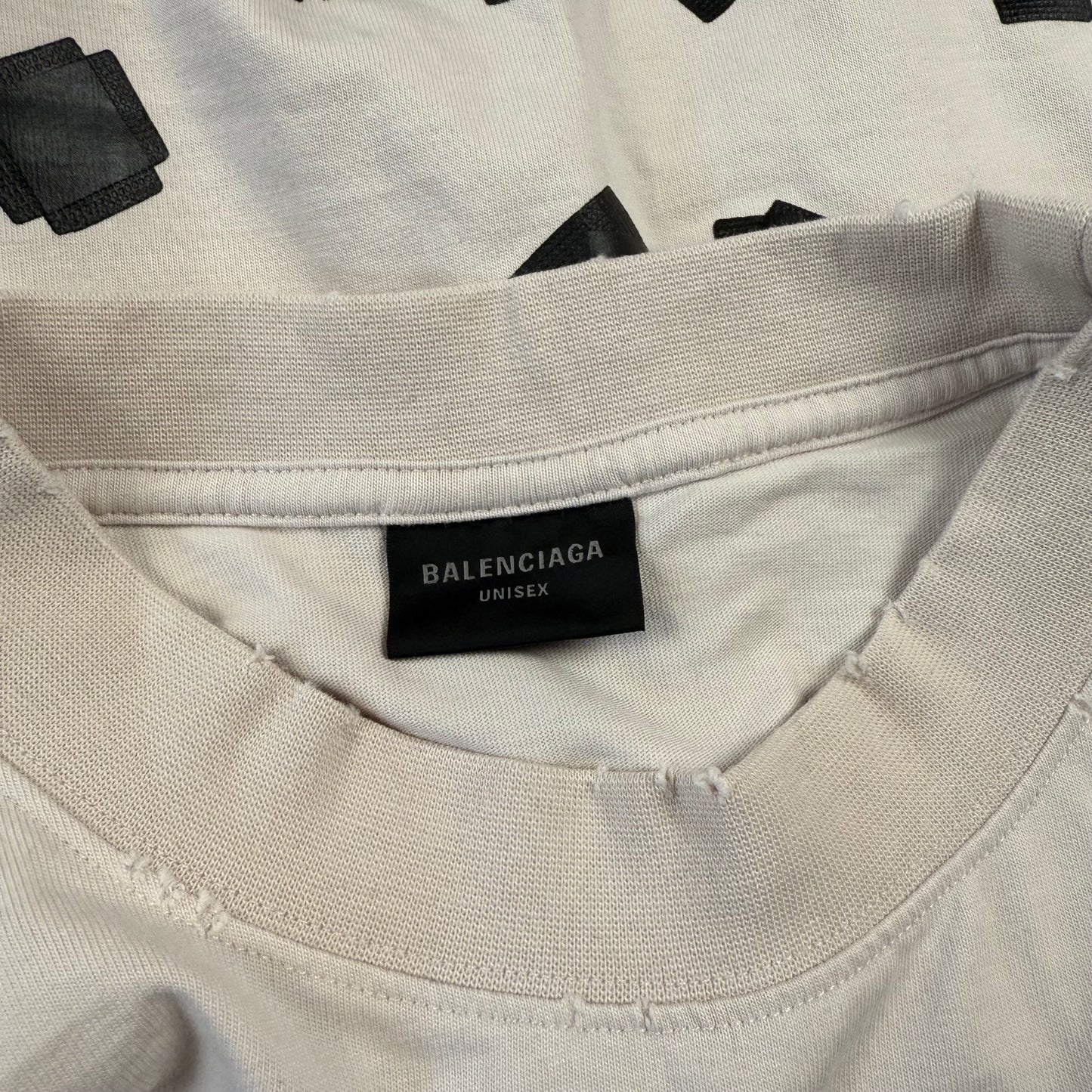 Balenciaga Tape Distressed White T-Shirt