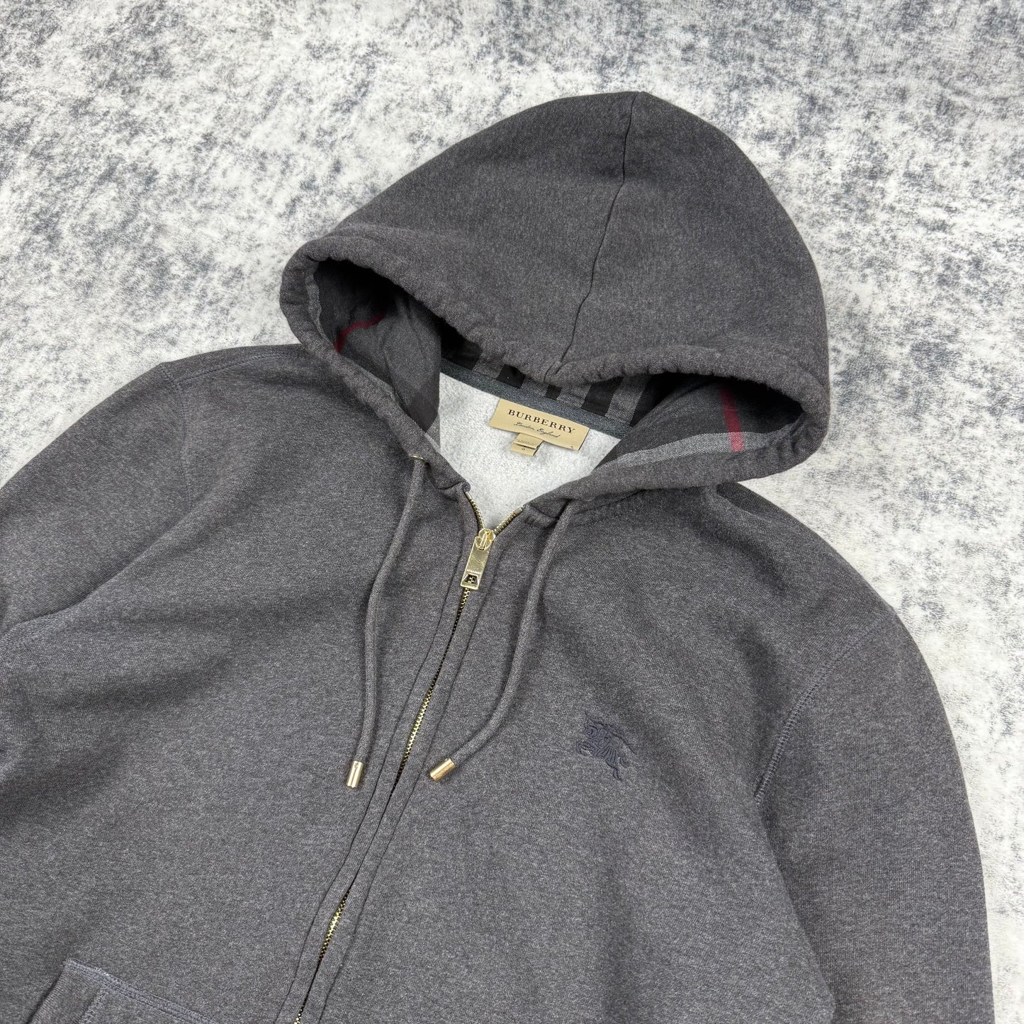Burberry Nova Check Hood ‘Dark Grey’ Zip-Up Hoodie