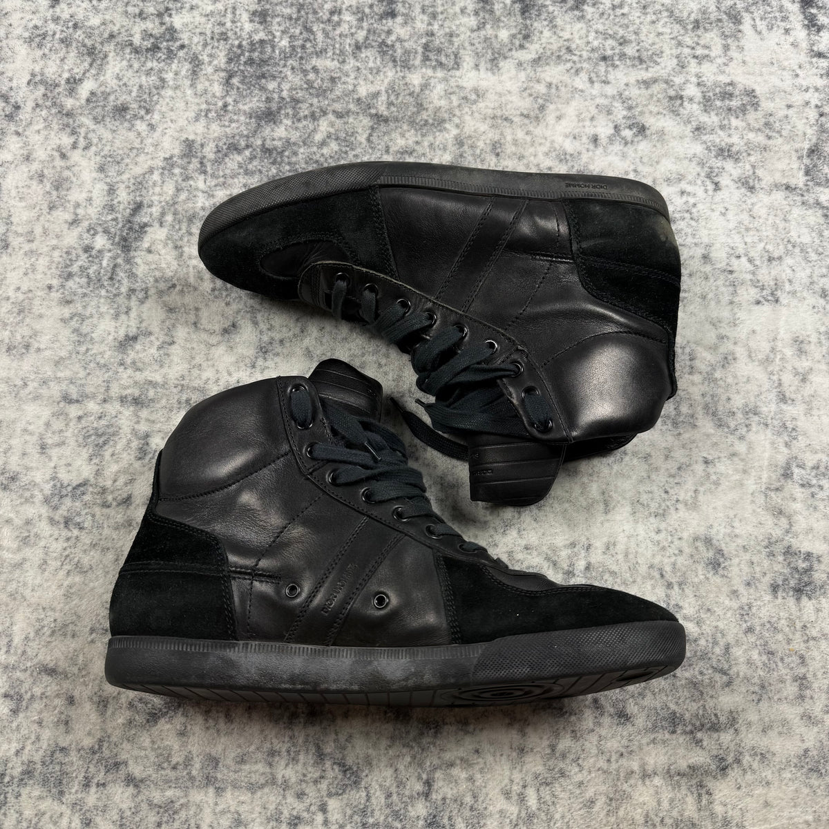 Dior Homme AW07 Hedi Slimane B48 Black Leather & Suede High Top Sneakers