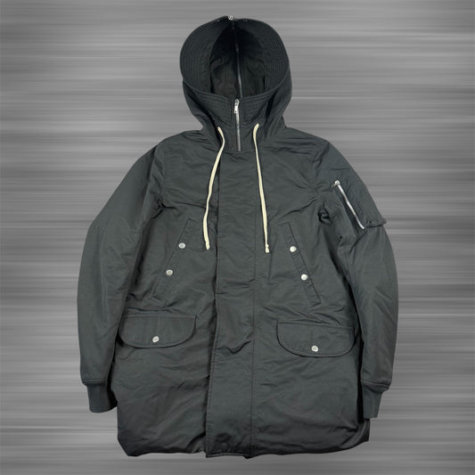Rick Owens DRKSHDHW Black Hooded Long Heavy Parka