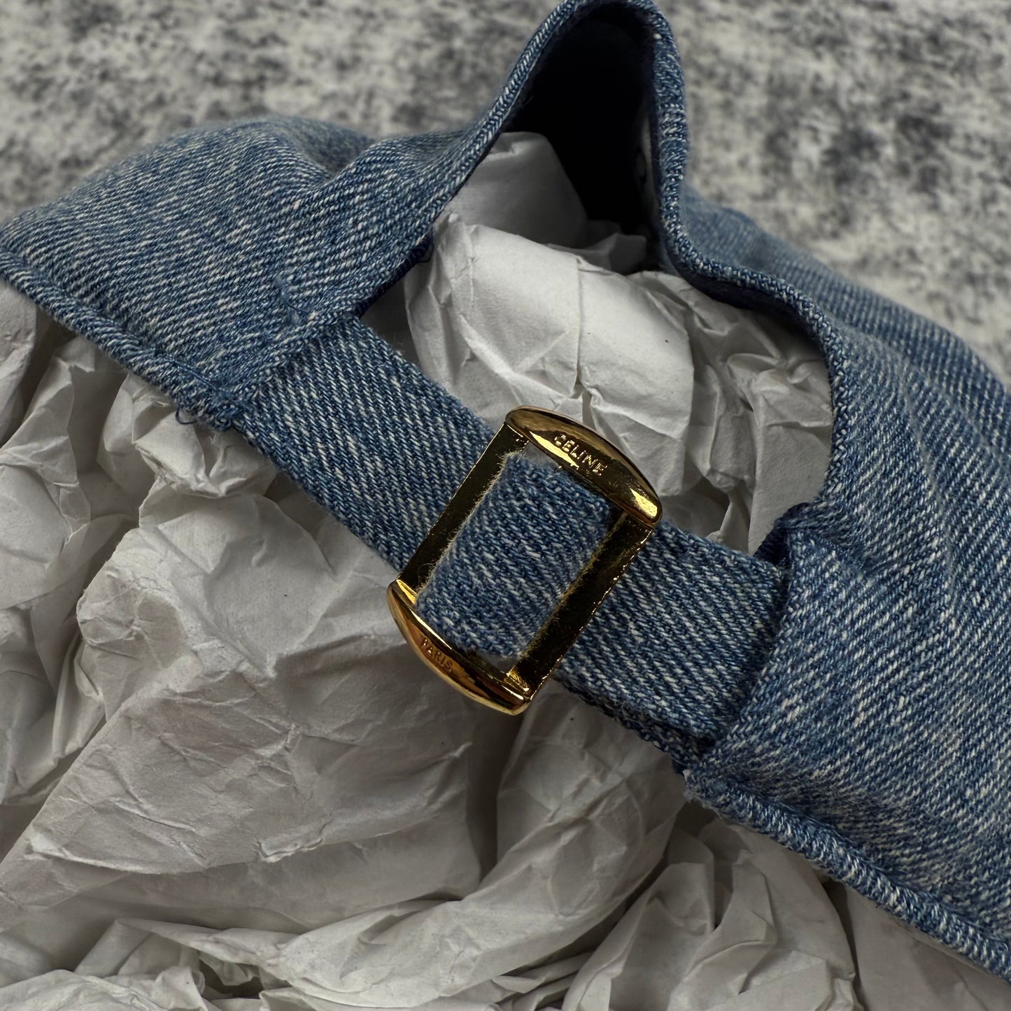 Celine Paris C Logo ‘Blue’ Denim Baseball Cap