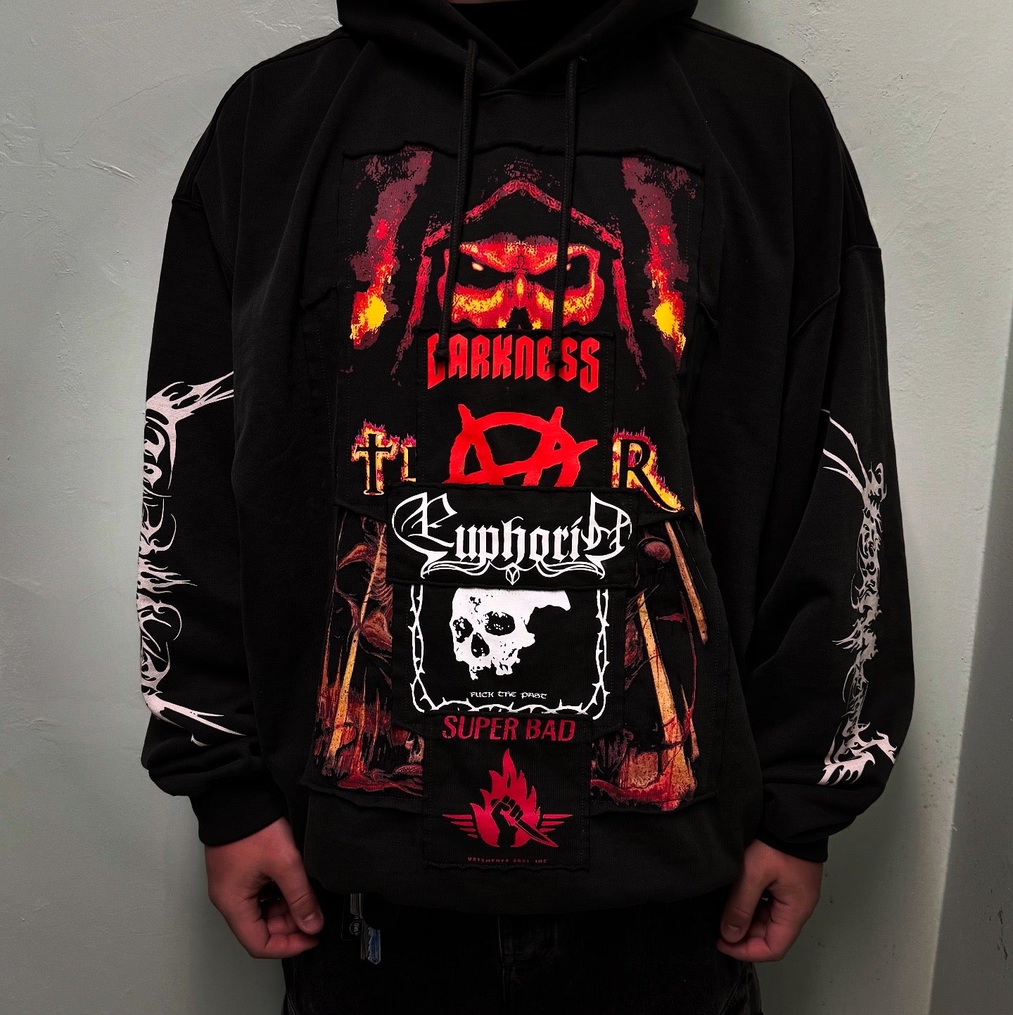 Vetements AW21 Metal Patches Hoodie