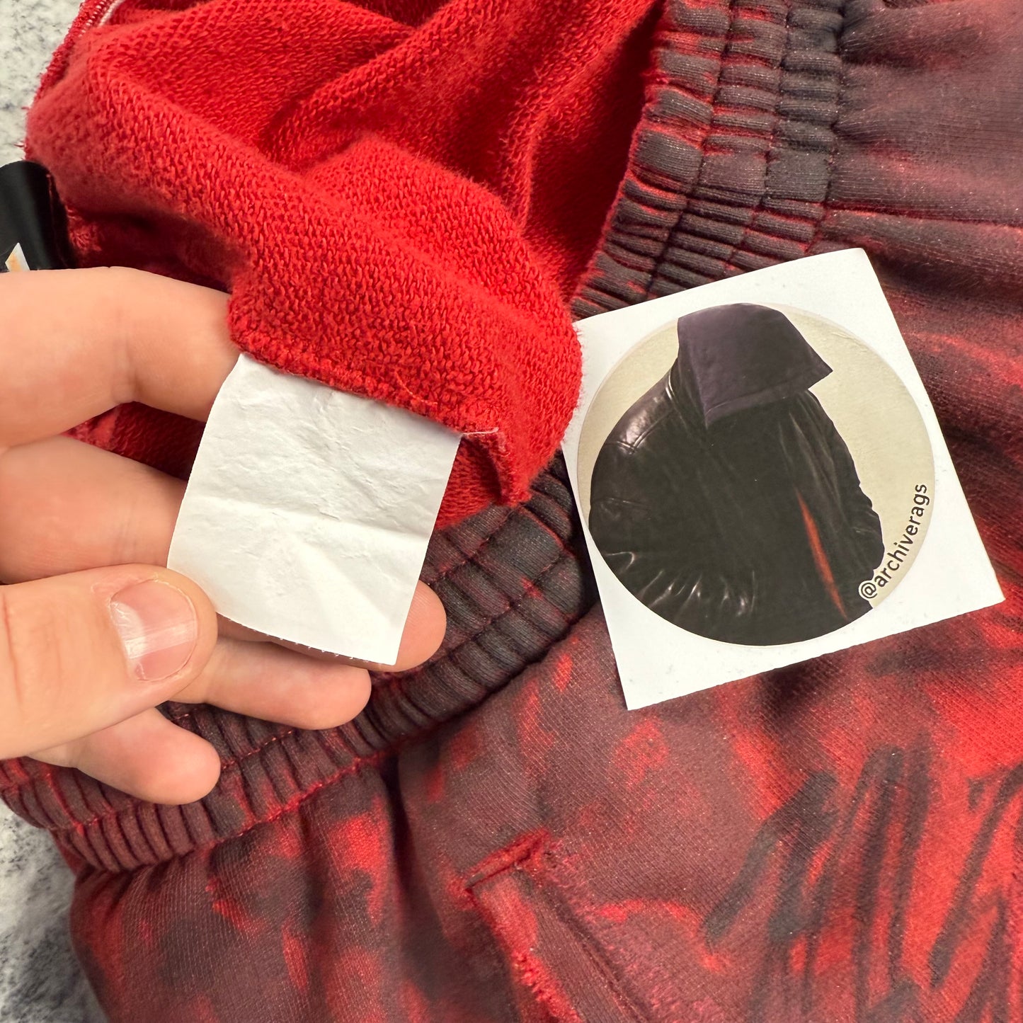 Balenciaga Sample Distressed Graffiti Print ‘Red’ Sweatpants