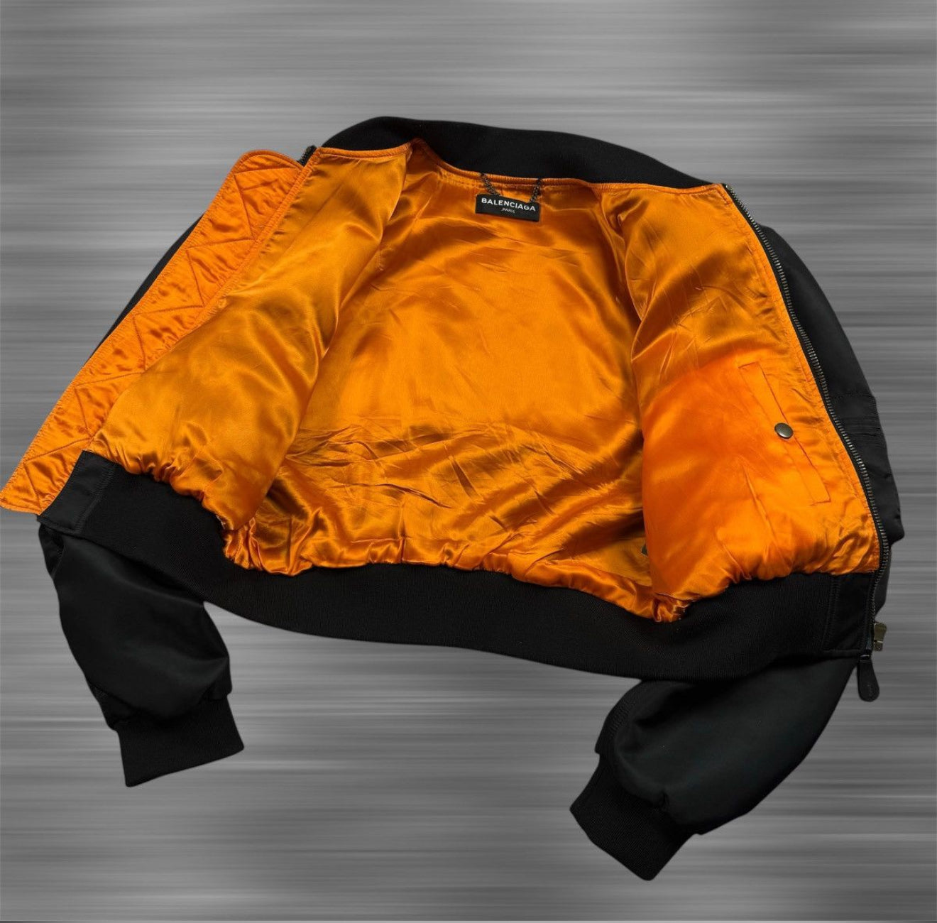 Balenciaga SS17 Runway Padded Shoulders Cropped Bomber Jacket