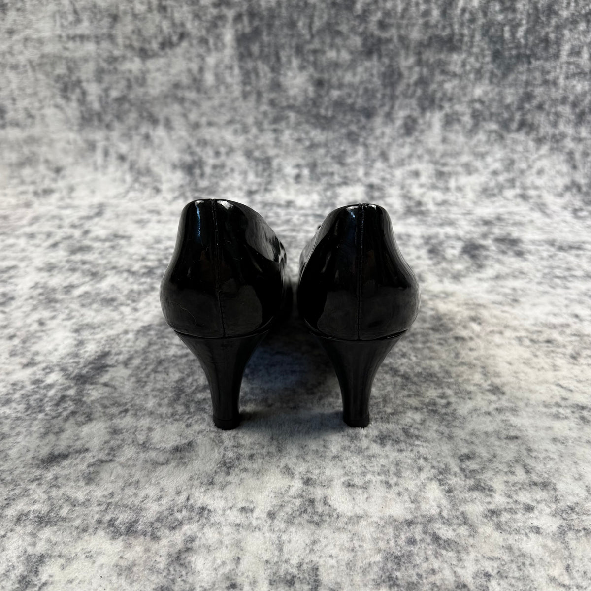 Chanel Black Patent Leather Camellia Flower Heels