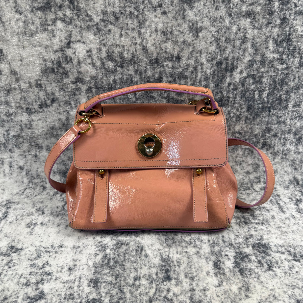 Vintage Yves Saint Laurent Muse Two Pink Patent Leather Shoulder Bag