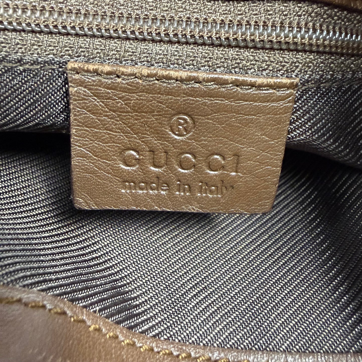Gucci GG Canvas Hobo Bag Brown Leather Trim