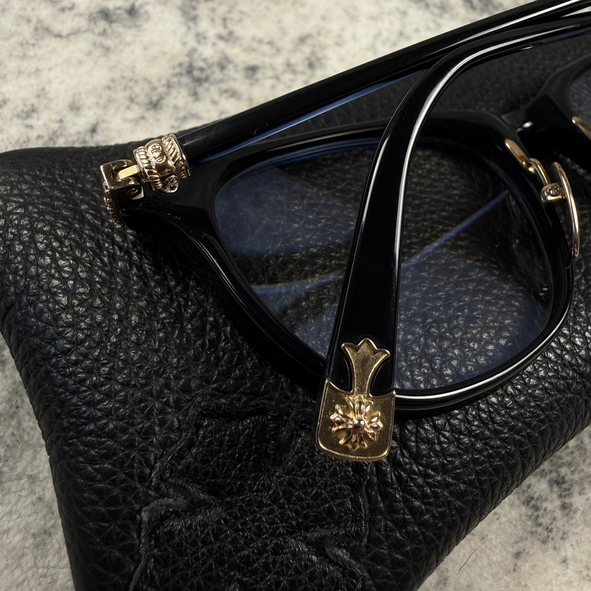 Chrome Hearts DARLIN Black Acetate & 18K Gold Glasses