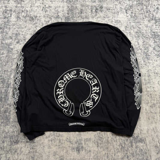 Chrome Hearts Floral Cross Horseshoe Pocket ‘Black’ Long Sleeve