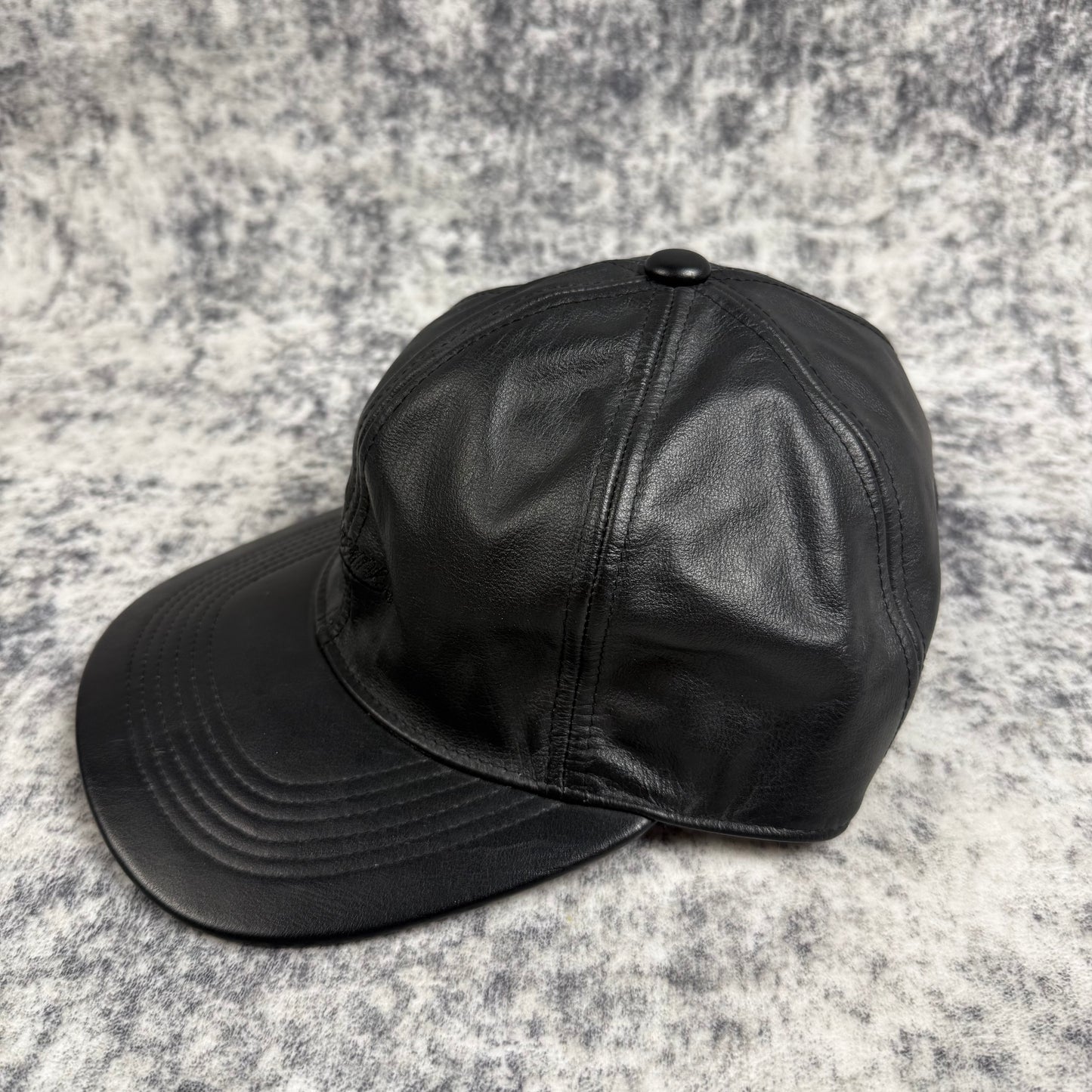 Supreme FW14 Leather Script Logo 6 Panel ‘Black’ Cap