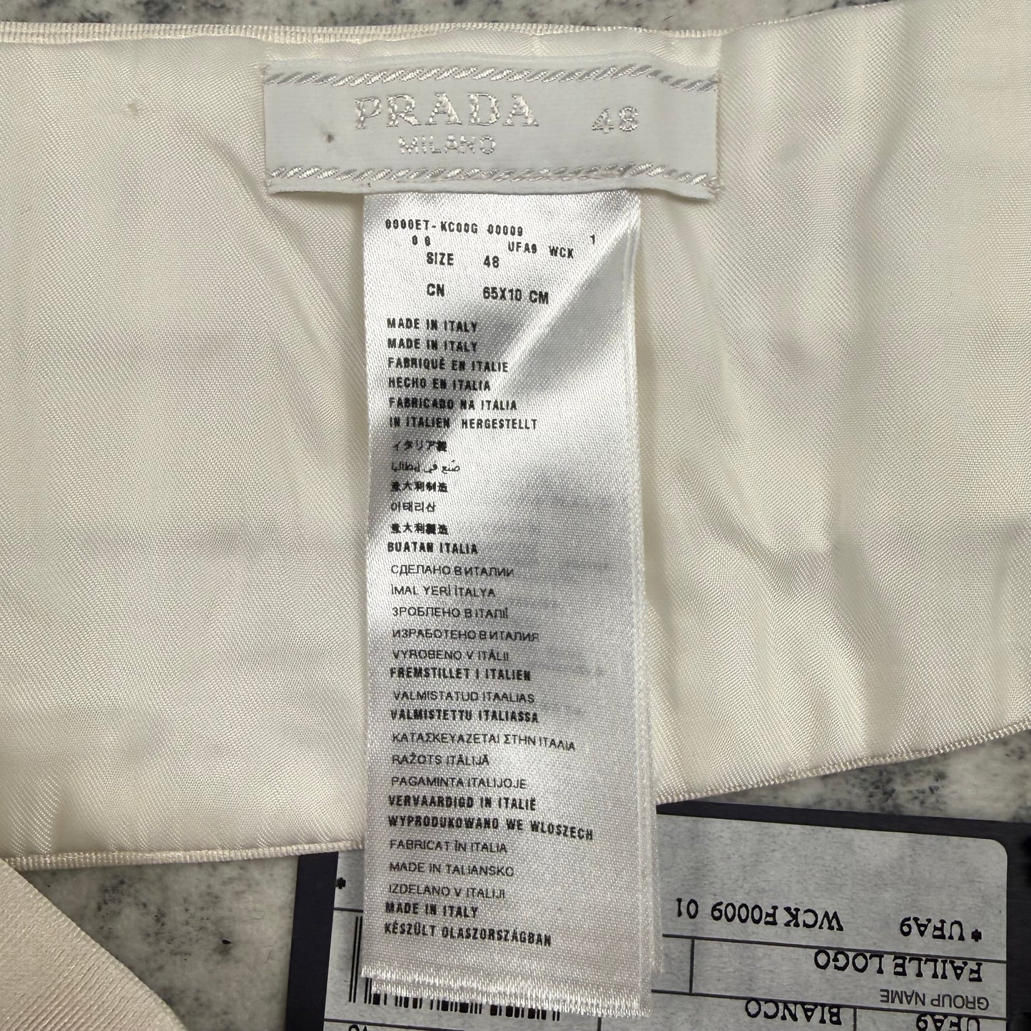 Prada White Elastic Logo Waist Belt