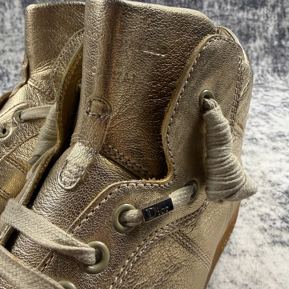 Dior Homme Hedi Slimane Era Metallic Gold Leather High Top Sneakers