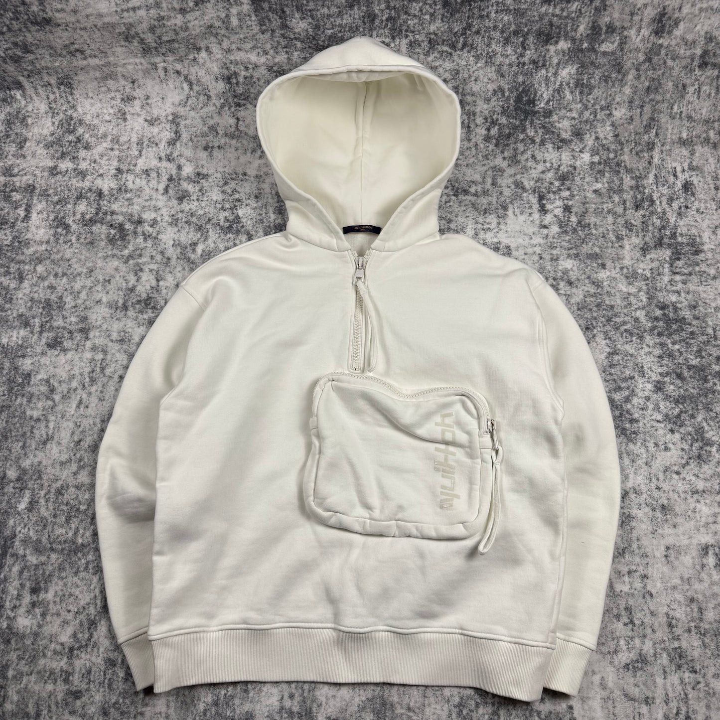Louis Vuitton 3D Patched Pocket Half-Zip ‘White’ Hoodie