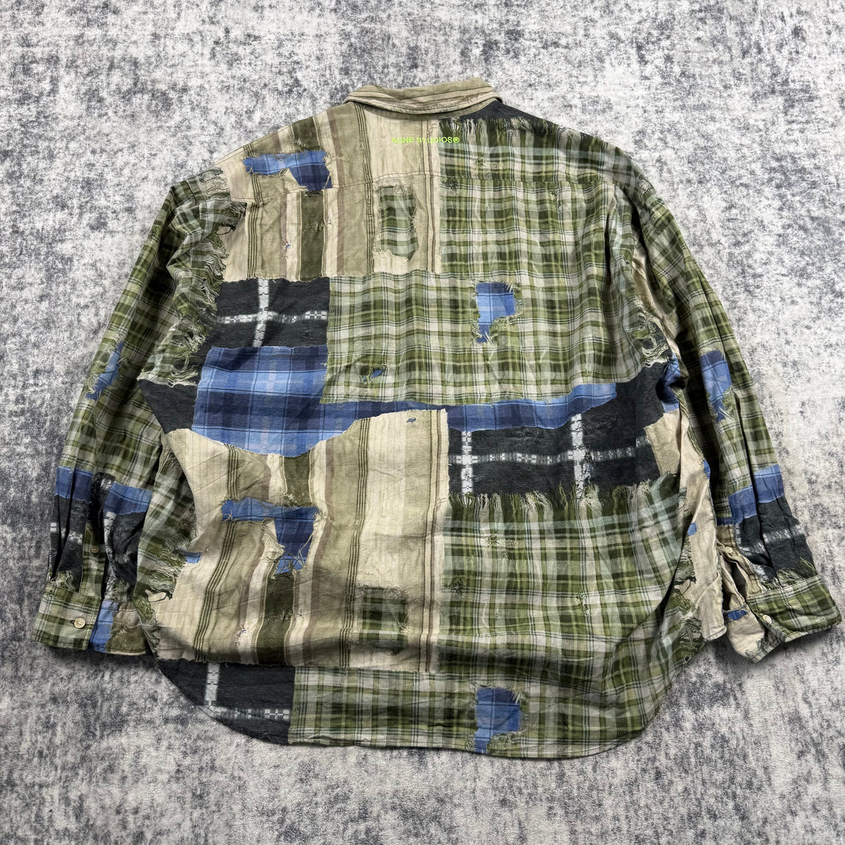 ACNE STUDIOS Cotton Patchwork Printed Button Up Shirt