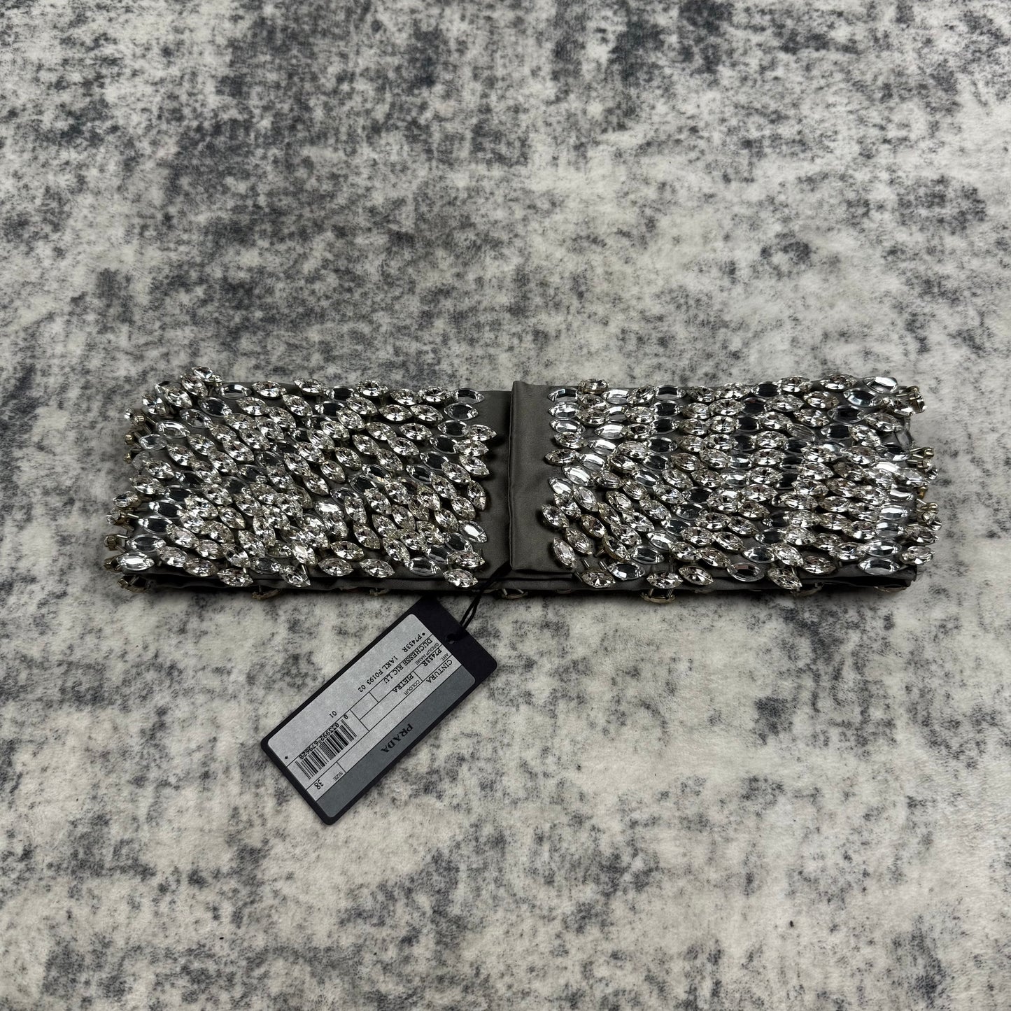 Prada Crystal Embellished Duchesse Satin Waist Belt