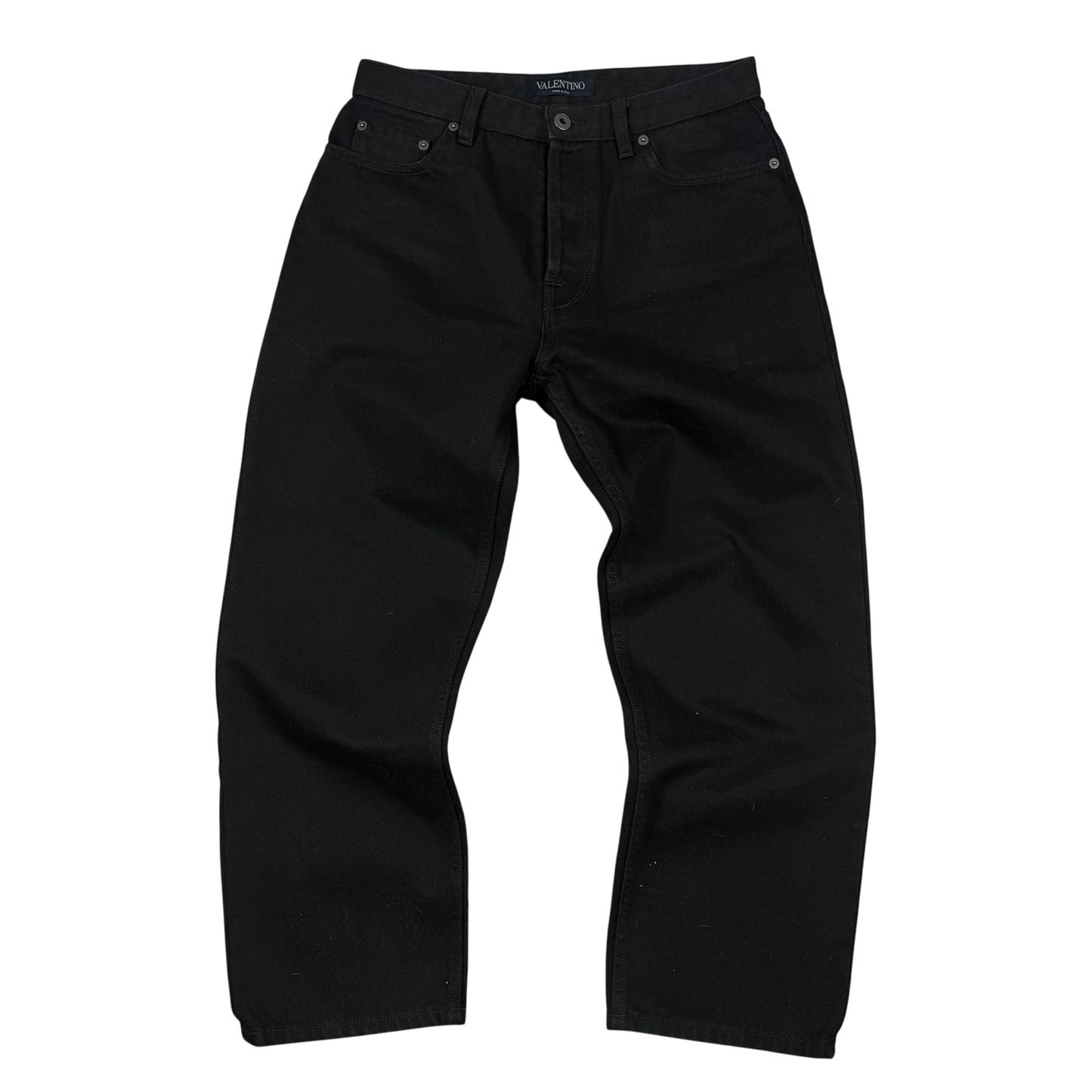 Valentino VLTN Logo Print Washed Denim ‘Black’ Straight Jeans