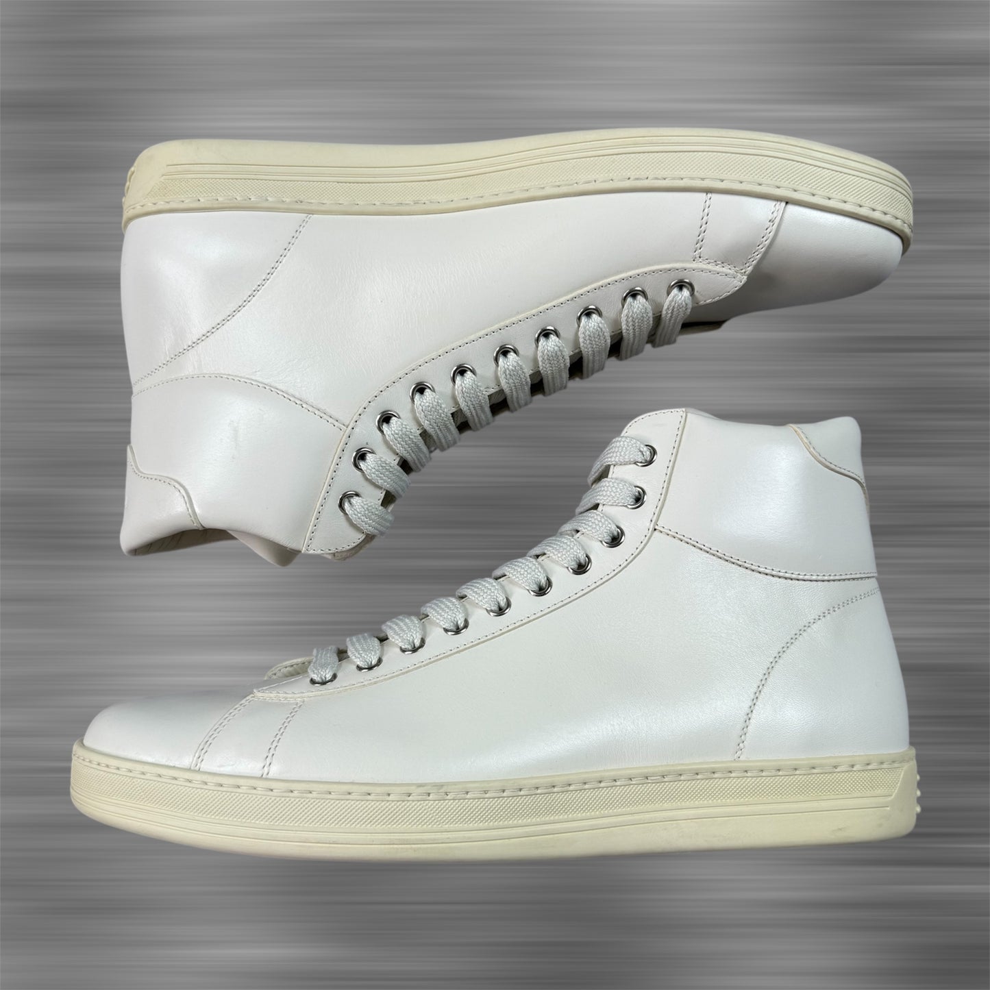 TOM FORD White Leather Russell High Top Shoes