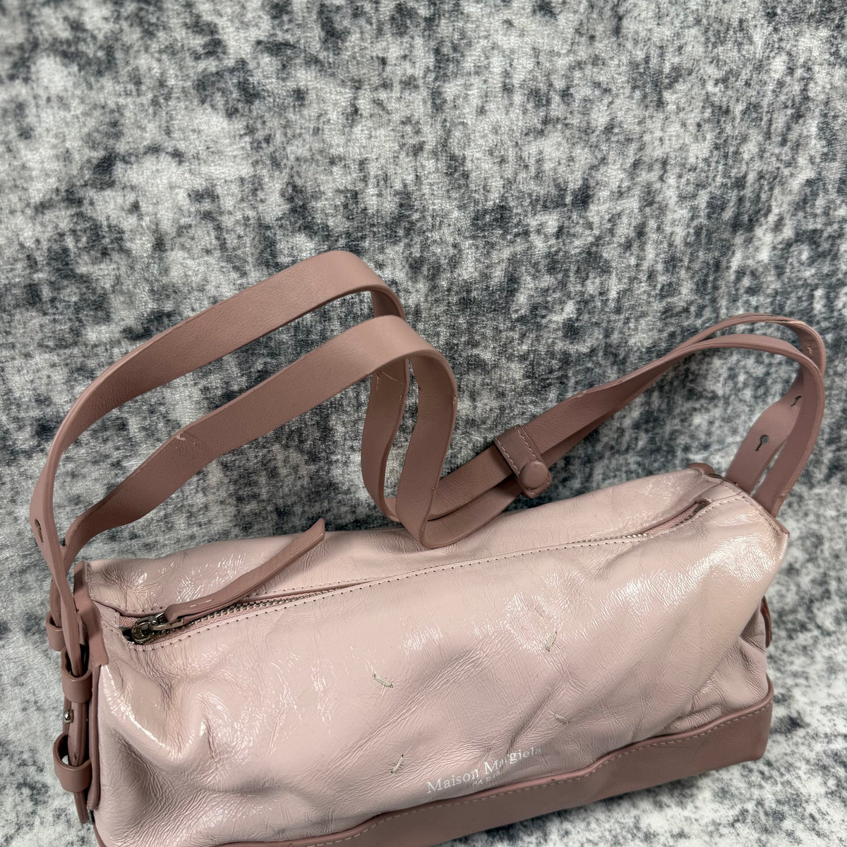 Maison Margiela Pink Glossy Leather Belt Shoulder Bag