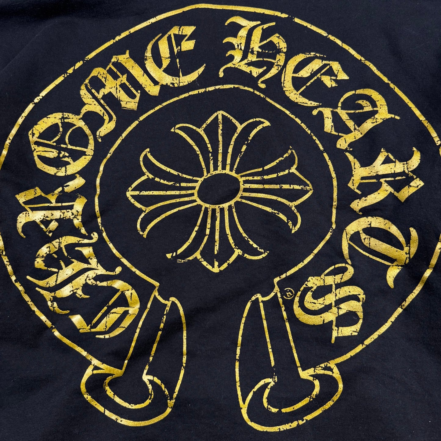 Chrome Hearts Vintage Gold Horseshoe Cross ‘Black’ Zip Up Hoodie
