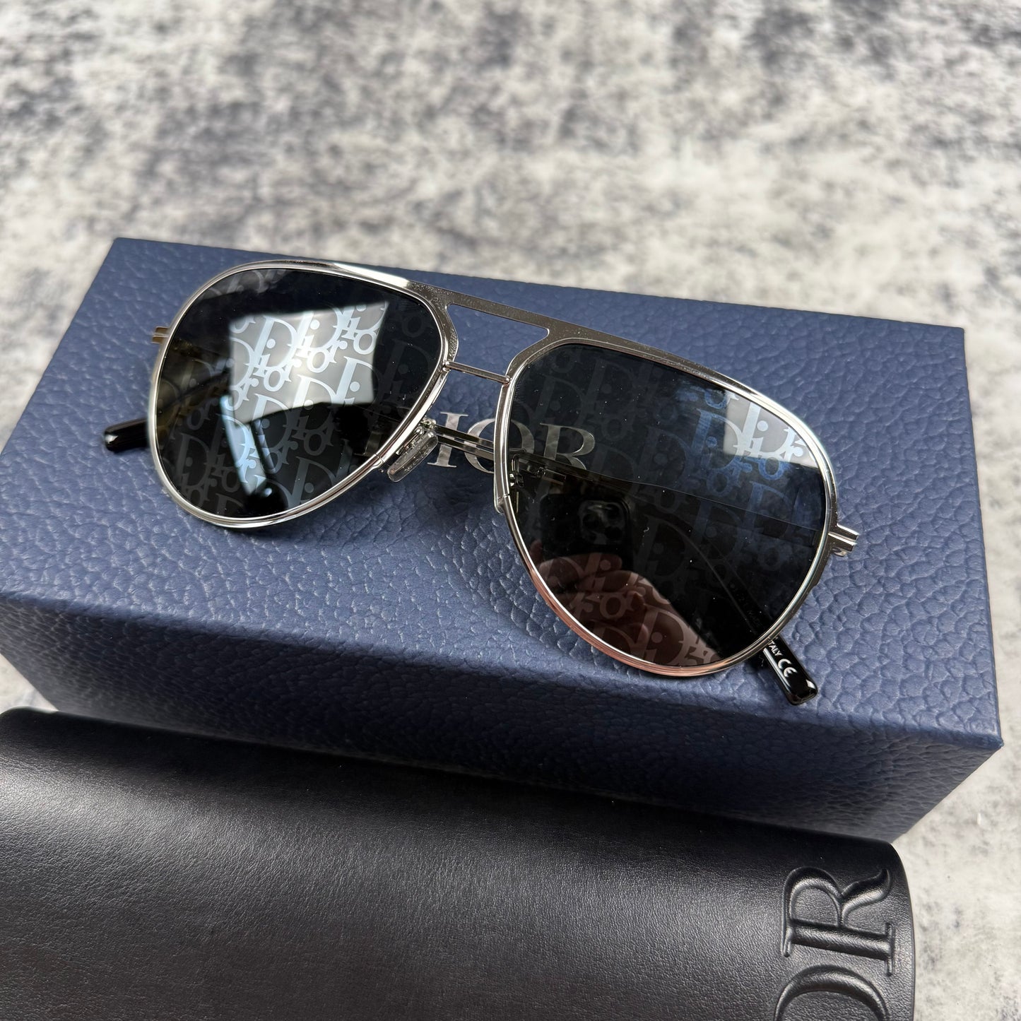Dior Aviator Sunglasses Oblique Monogram Lens Silver