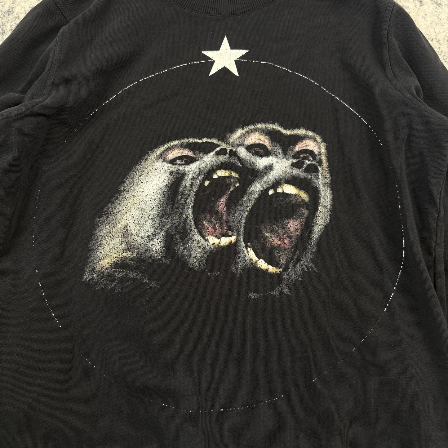 Givenchy FW/15 Screaming Monkeys Graphic ‘Black’ Distressed Sweatshirt