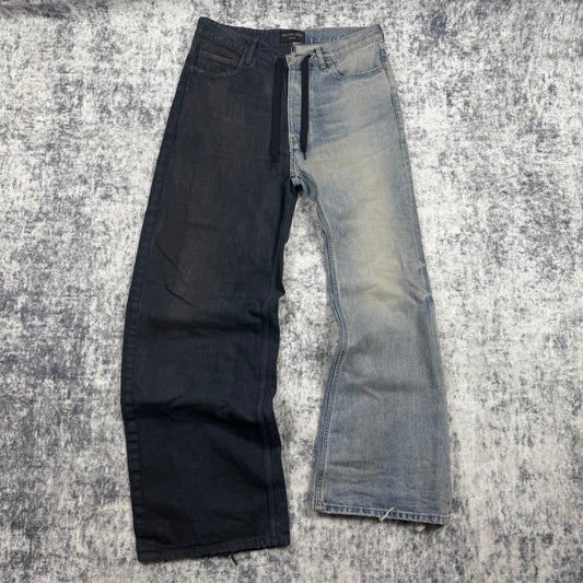 Balenciaga Fifty-Fifty Destroyed ‘Black/Blue’ Jeans