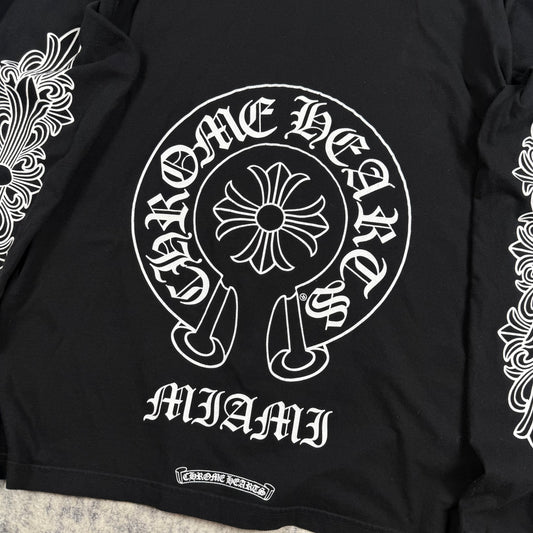 Chrome Hearts Miami Exclusive Horseshoe Floral ‘Black’ Long Sleeve