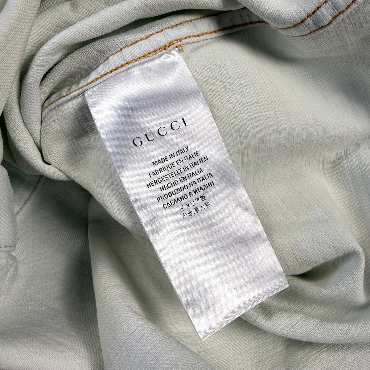 Gucci Washed Denim Western Pearl Snap Shirt
