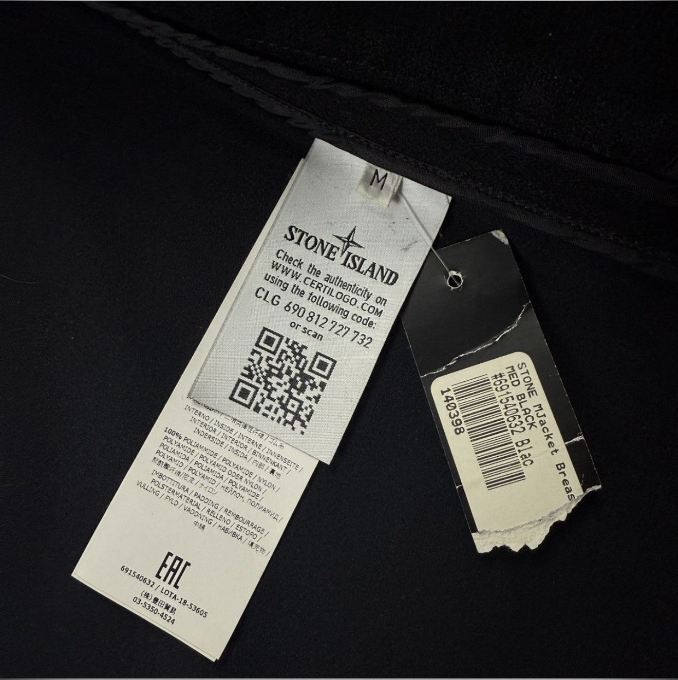 Stone Island 2018 Black Panno 4L Stretch Parka Jacket
