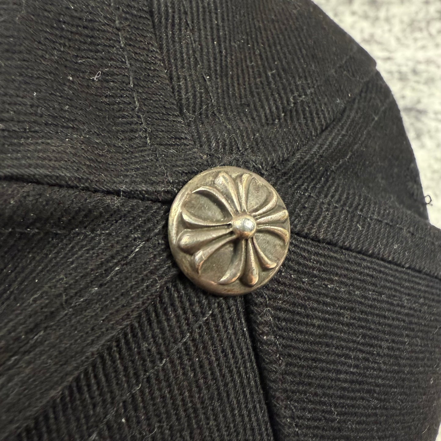 Chrome Hearts Scroll Logo Denim ‘Black’ Trucker Cap