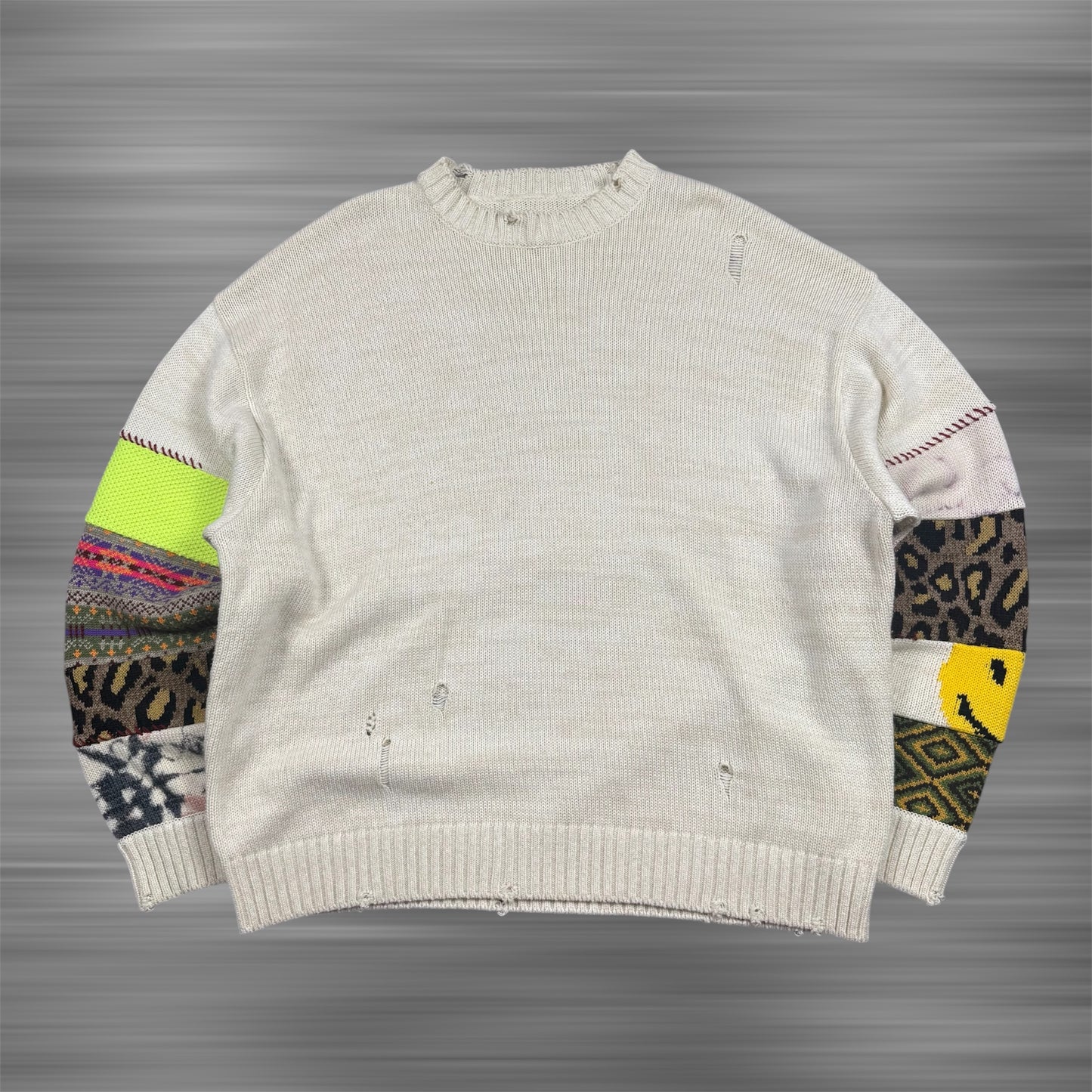 Kapital 5G Cotton Knit Hippie Sleeve Crew Sweater 'Ecru'