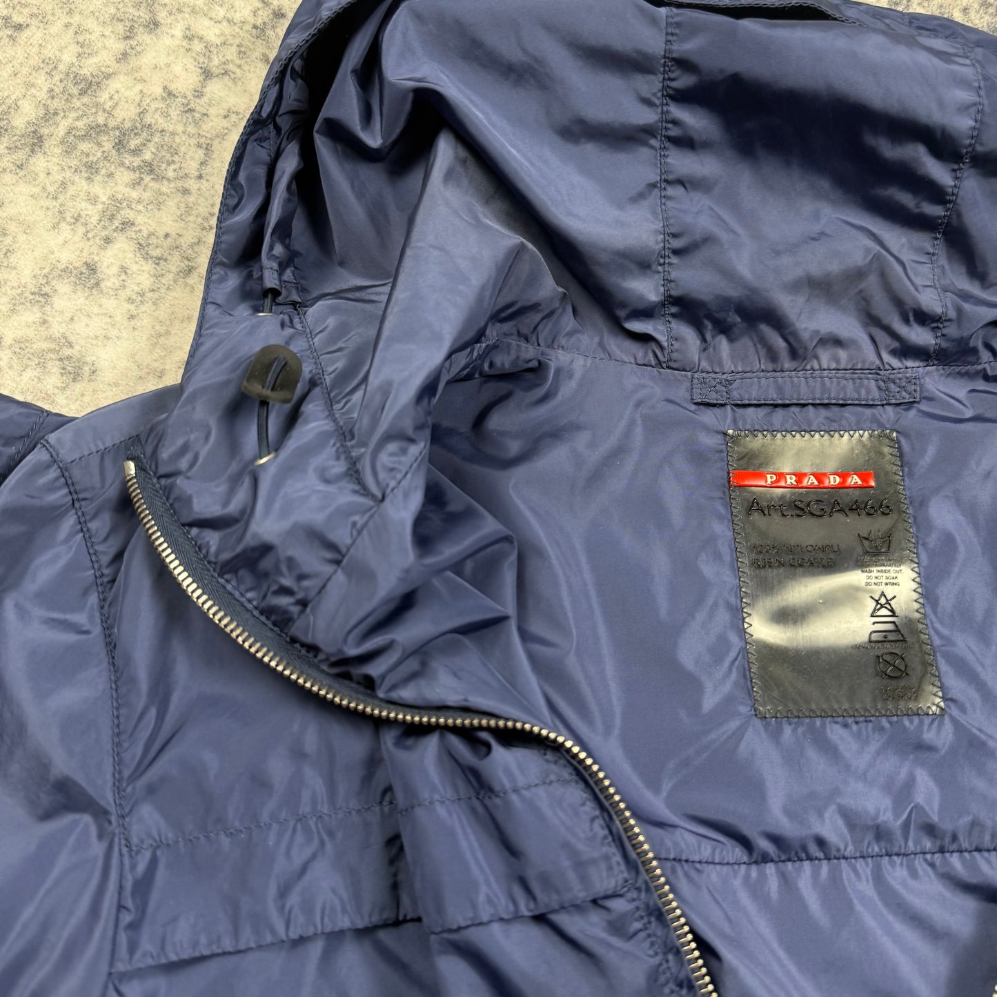 Prada Sport SGA466 Nylon Hooded Jacket Navy Blue