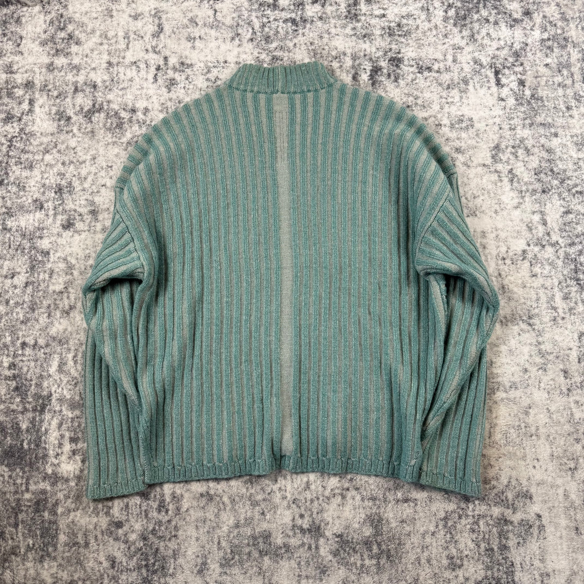 Rick Owens FW22 STROBE Aqua Pearl Mohair Wool Ribbed Sweater