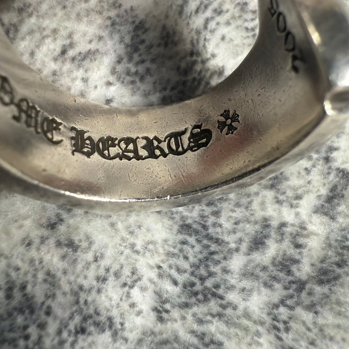 Chrome Hearts Large Scroll Label Silver Ring