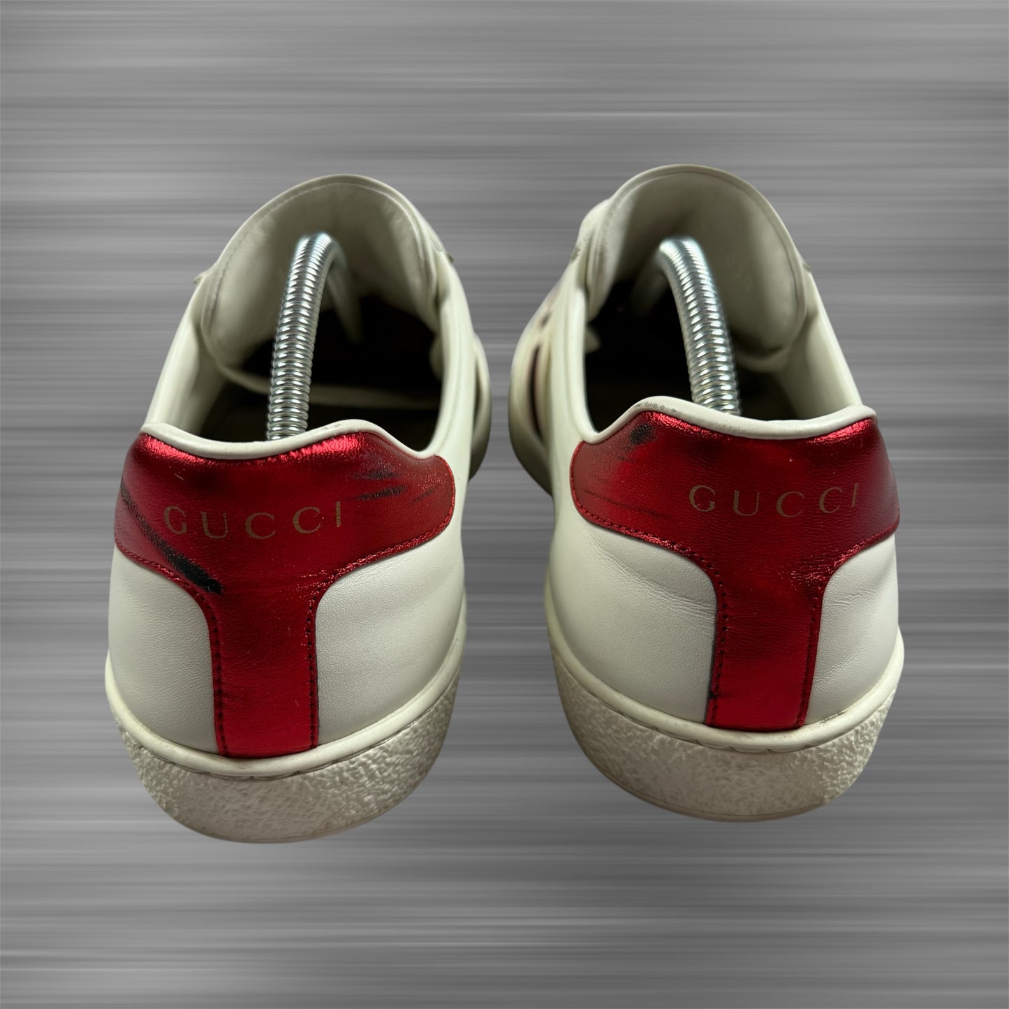 GUCCI ACE Band Logo White Leather Shoes