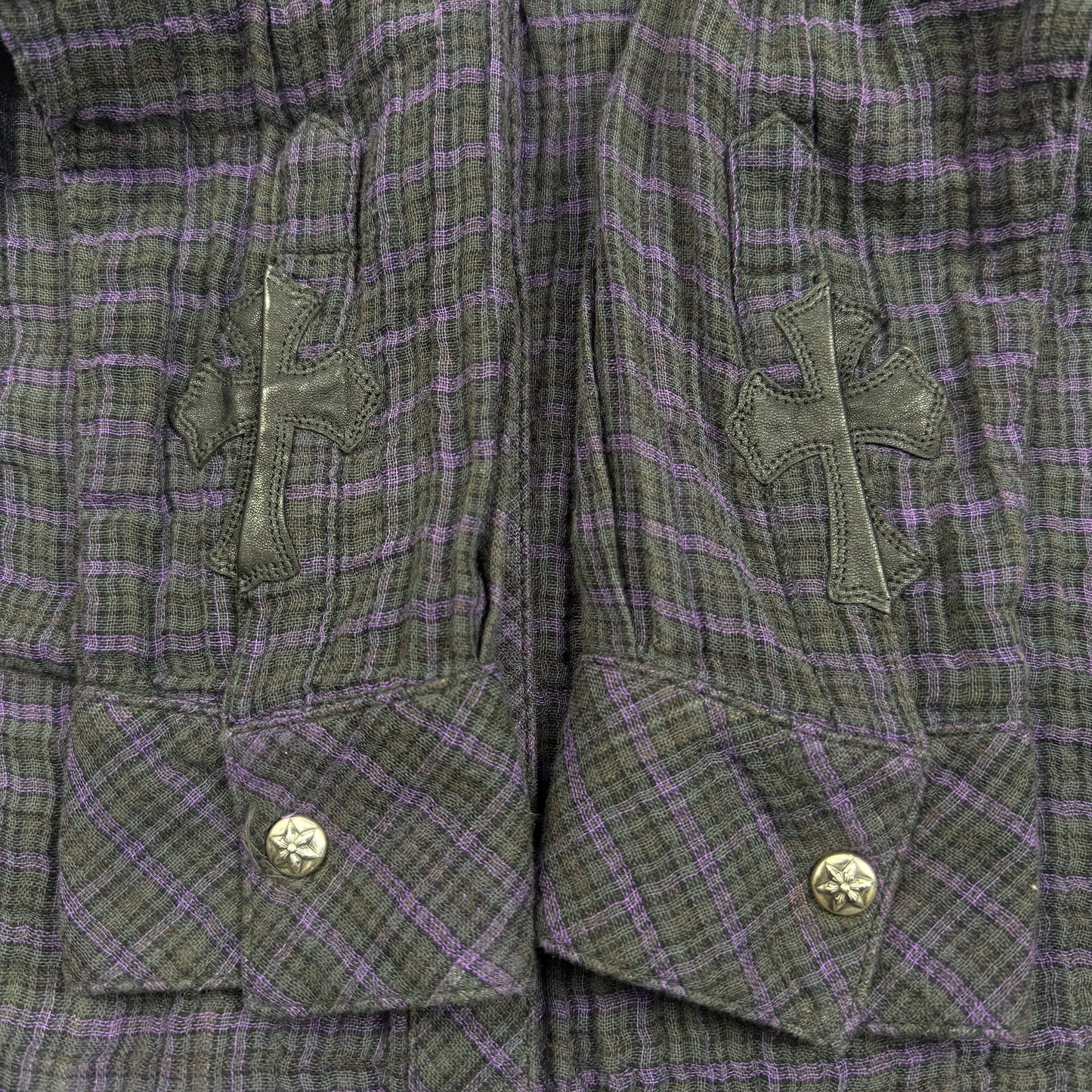 Chrome Hearts 2000s Purple/Grey Leather
Cross Fluer Flannel